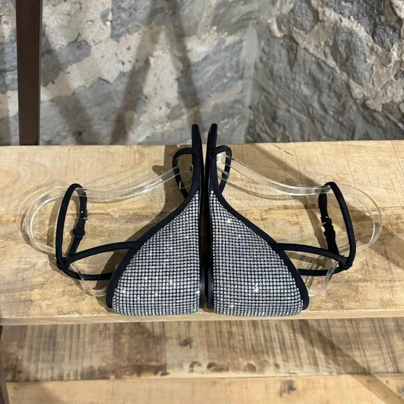 Alexander Wang Black Dahlia Rhinestone Embellished Wedge Sandals - Picture 10 of 12